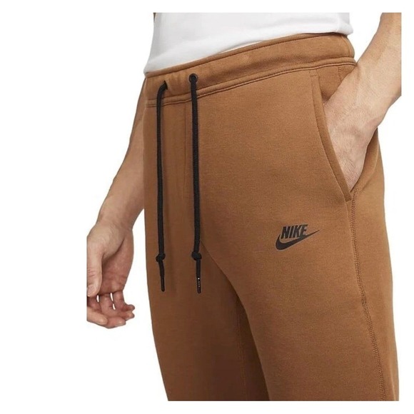 Nike Men's Jogger Sweatpants 2XL Brown Fleece Cotton Blend Logo Casual Pants - Picture 1 of 8